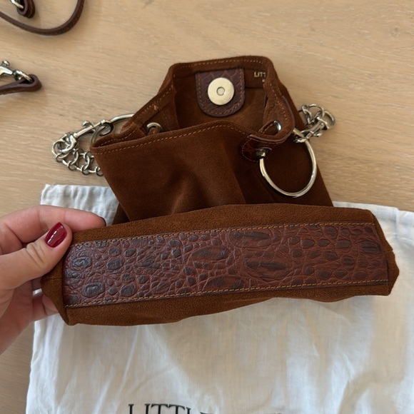 Little Liffner brown suede small bag, two straps + dust bag - Picture 4 of 9
